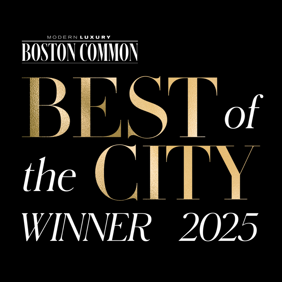 Modern Luxury Boston Common Best of the City Winner 2025 graphic with elegant gold and white text on a black background.